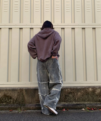 カットオフアップリケZIPパーカー