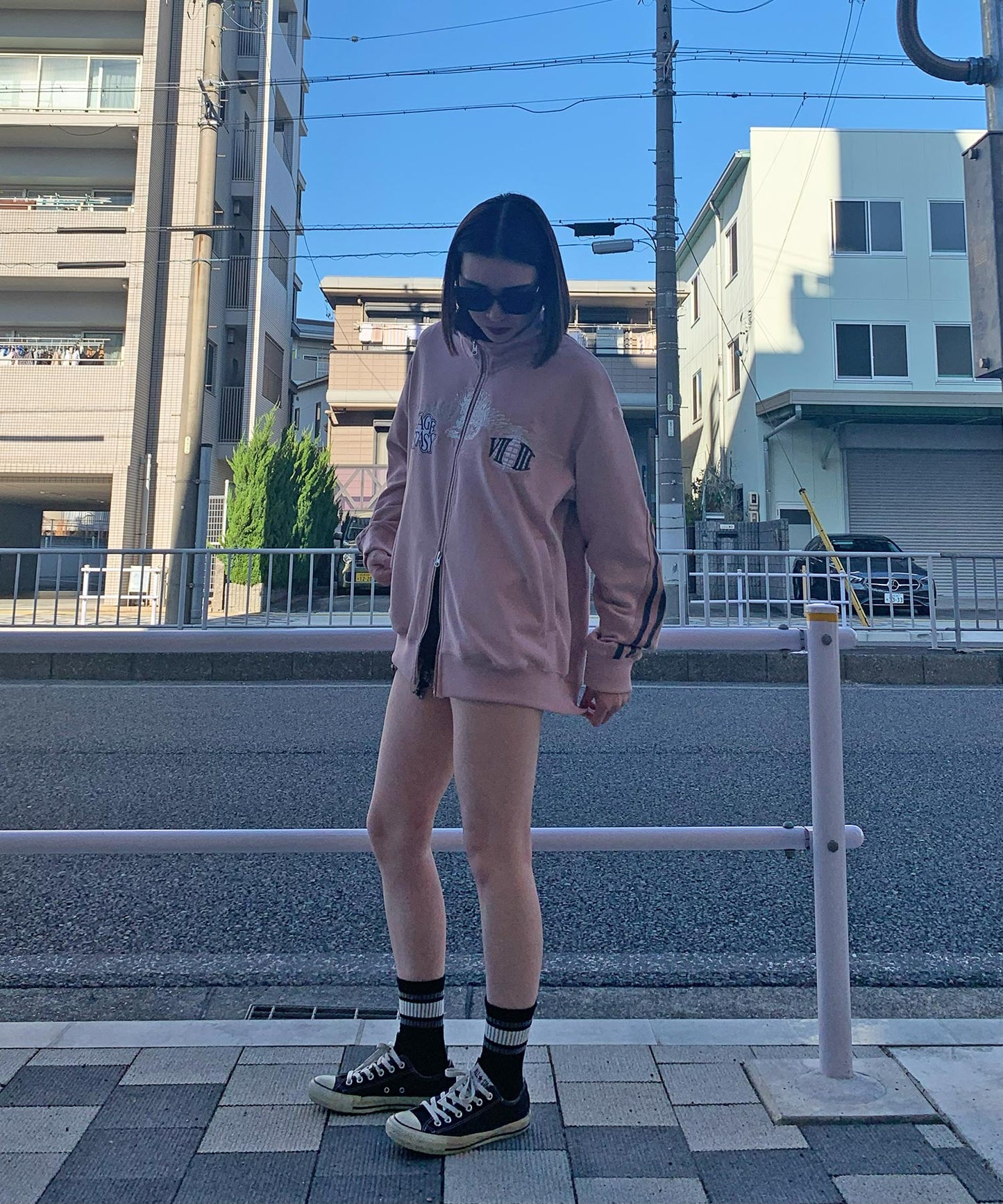 カットスエード　ジャガードライントラックジャケット