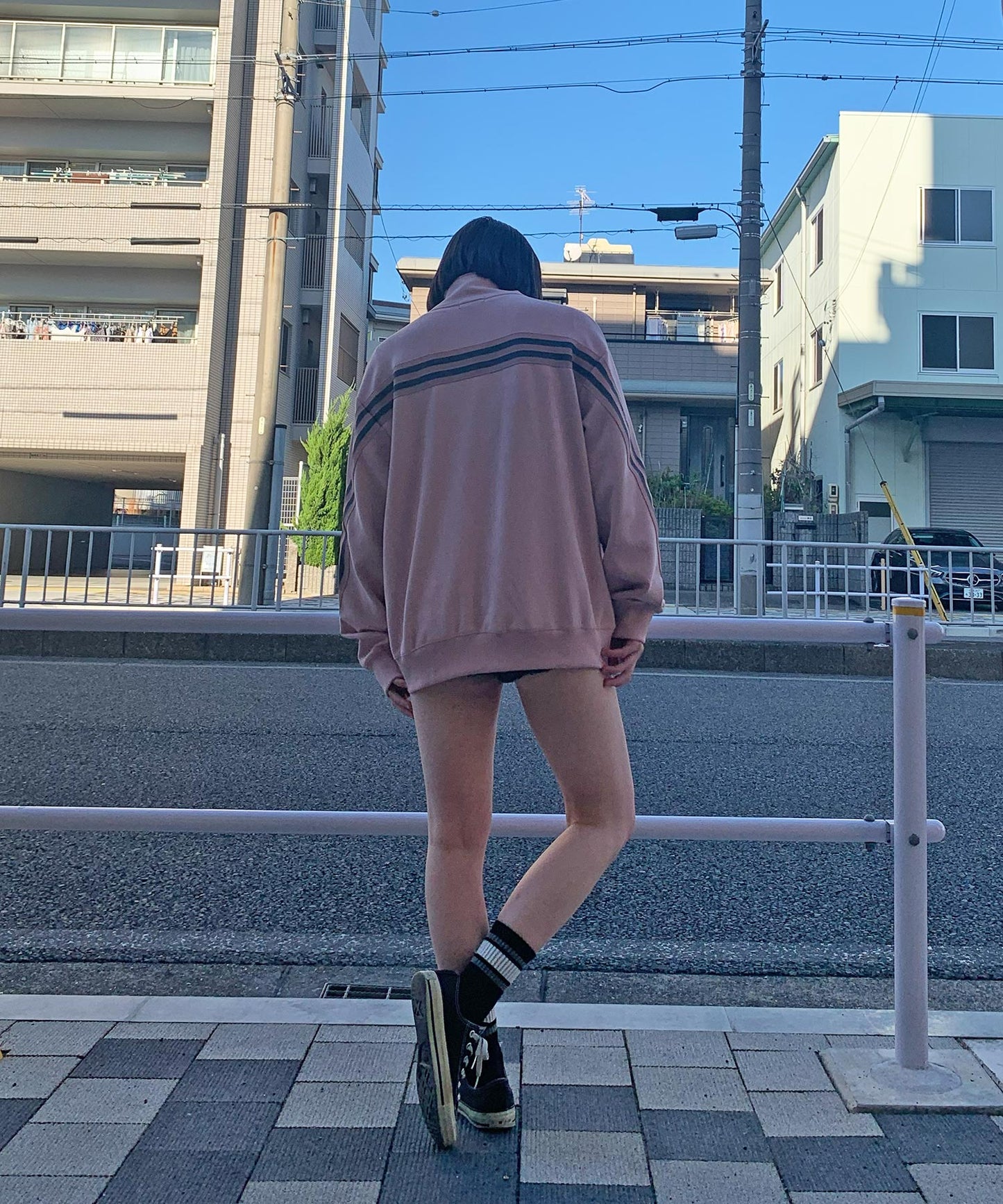 カットスエード　ジャガードライントラックジャケット
