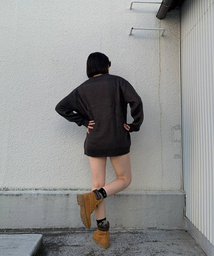 フェイスデザインクルーネックニット
