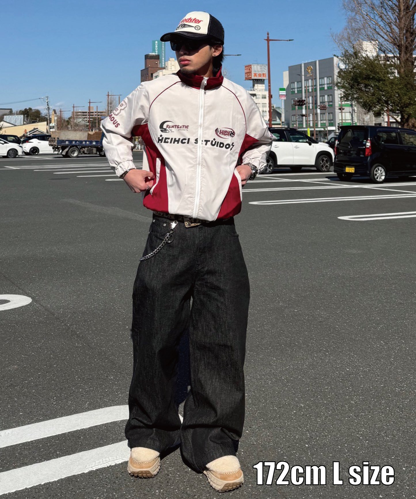 バックアーチロゴデニムパンツ