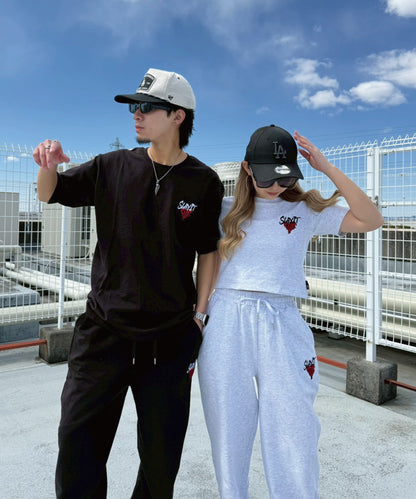 ハートワンポイントロゴ刺繍セットアップ