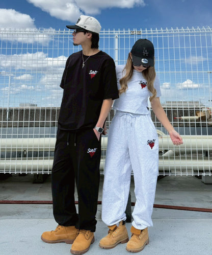 ハートワンポイントロゴ刺繍セットアップ