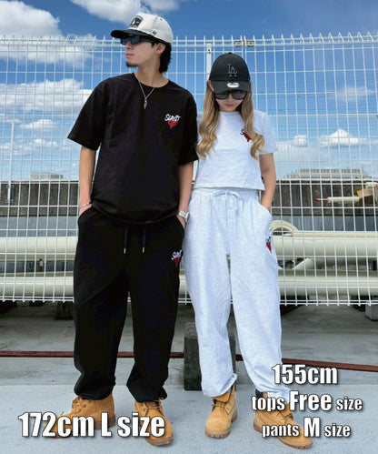 ハートワンポイントロゴ刺繍セットアップ