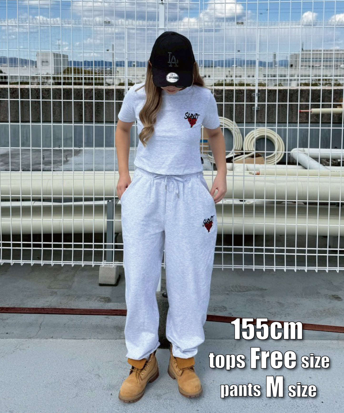 ハートワンポイントロゴ刺繍セットアップ