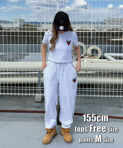 ハートワンポイントロゴ刺繍セットアップ