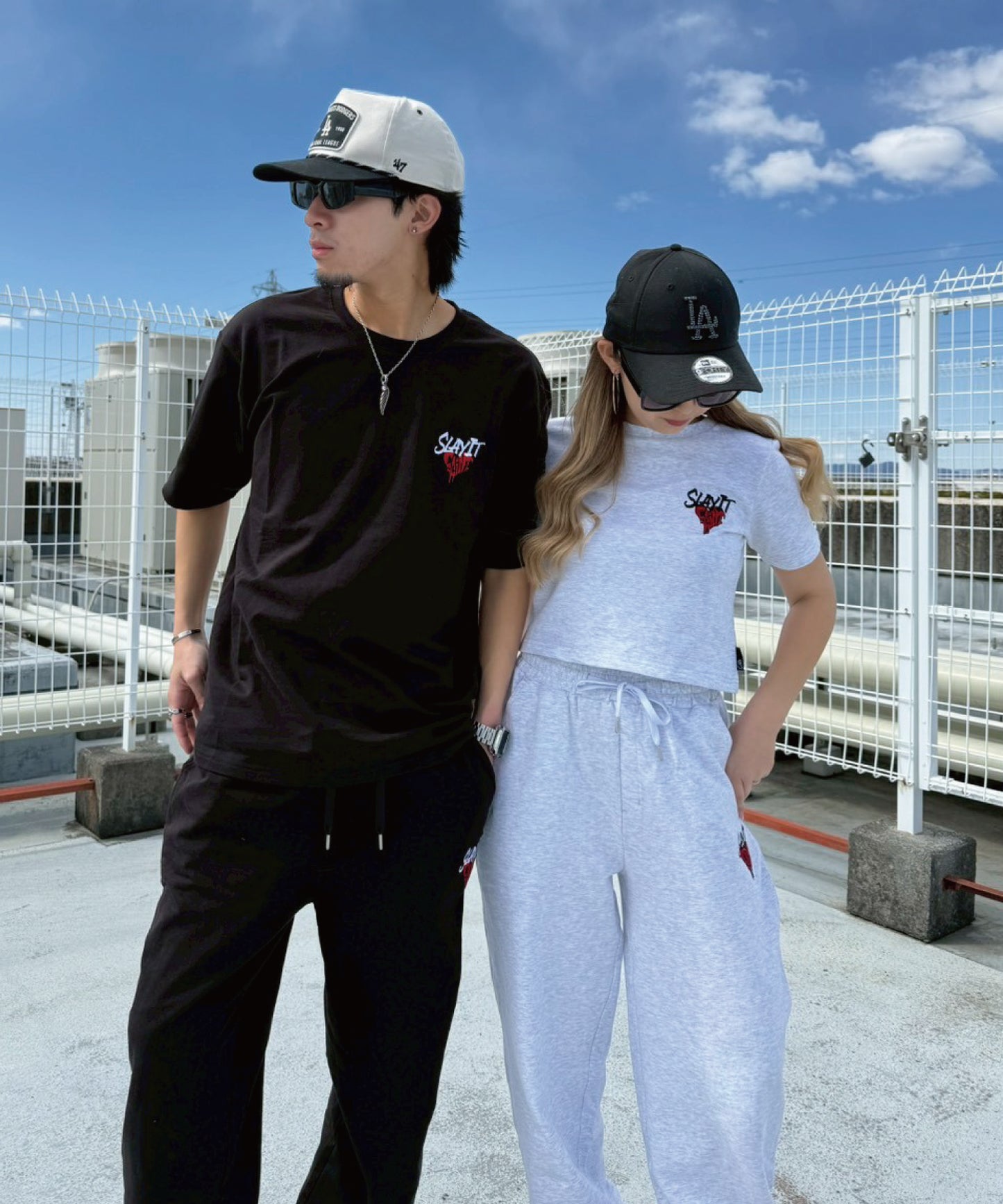 ハートワンポイントロゴ刺繍セットアップ