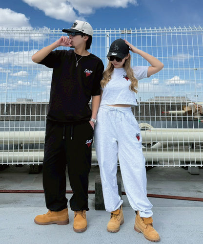 ハートワンポイントロゴ刺繍セットアップ