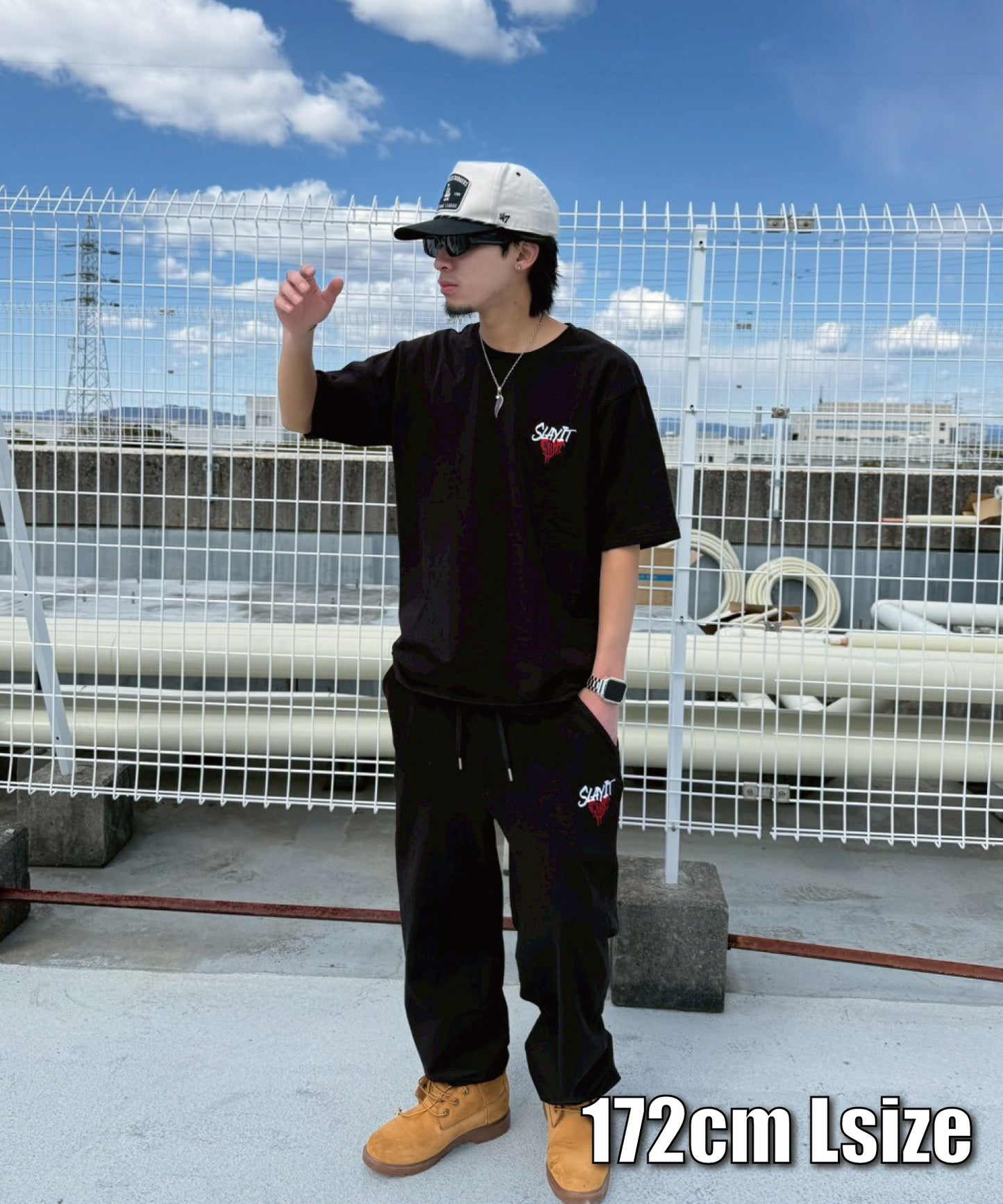 ハートワンポイントロゴ刺繍セットアップ