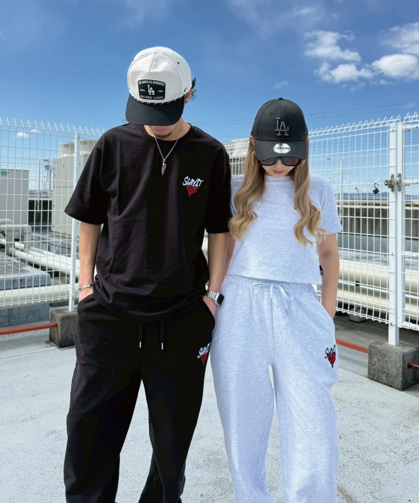 ハートワンポイントロゴ刺繍セットアップ