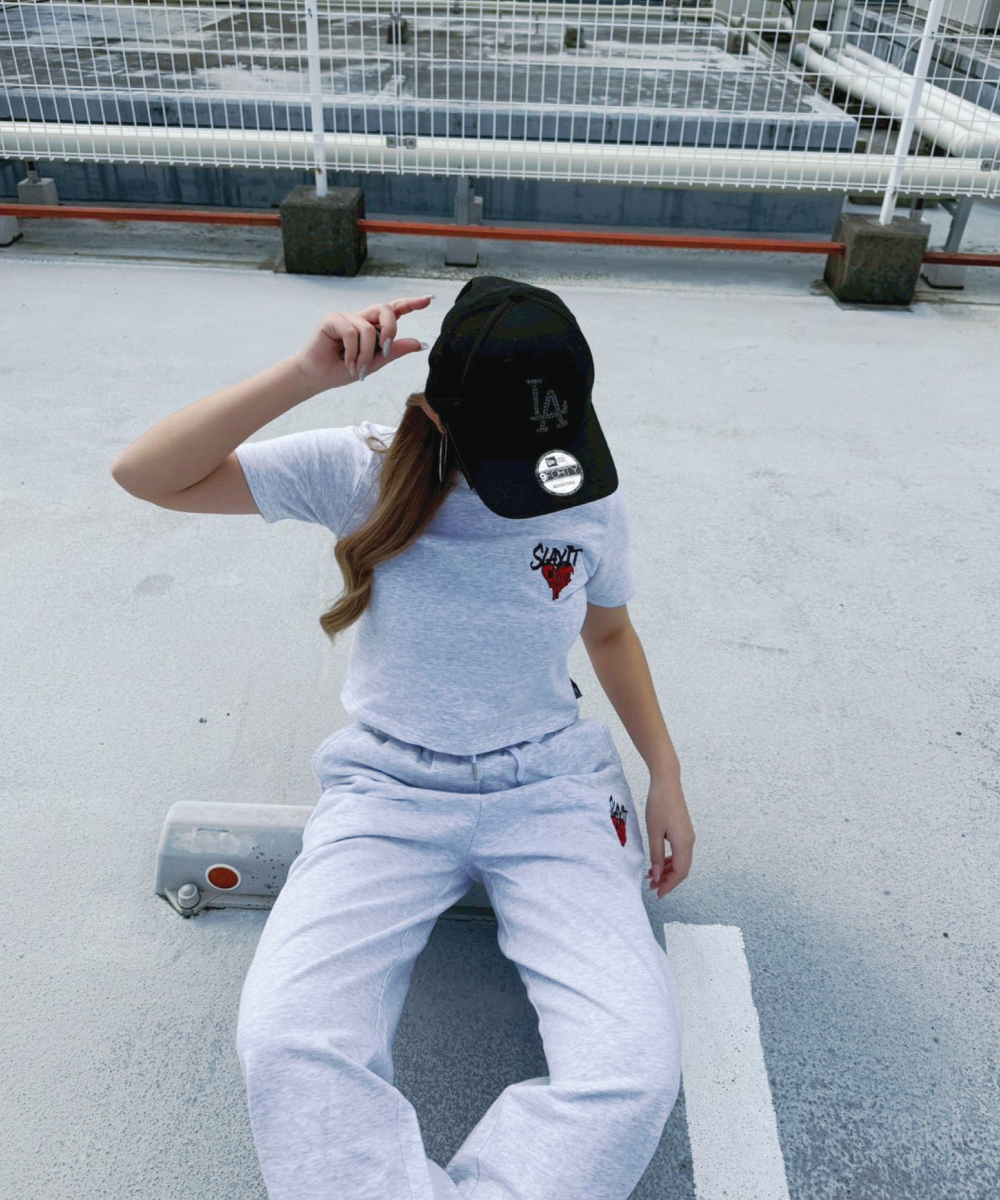 ハートワンポイントロゴ刺繍セットアップ