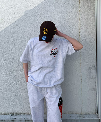 ハートサガラ刺繍半袖Tee