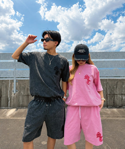 硫化天竺　ロゴアップリケ刺繍セットアップ