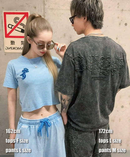 硫化天竺　ロゴアップリケ刺繍セットアップ