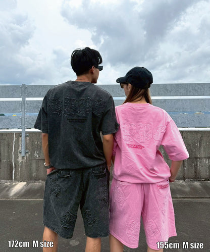 硫化天竺　ロゴアップリケ刺繍セットアップ