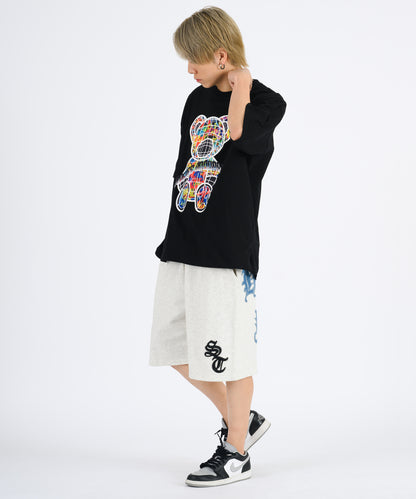 デニムアップリケショートパンツ