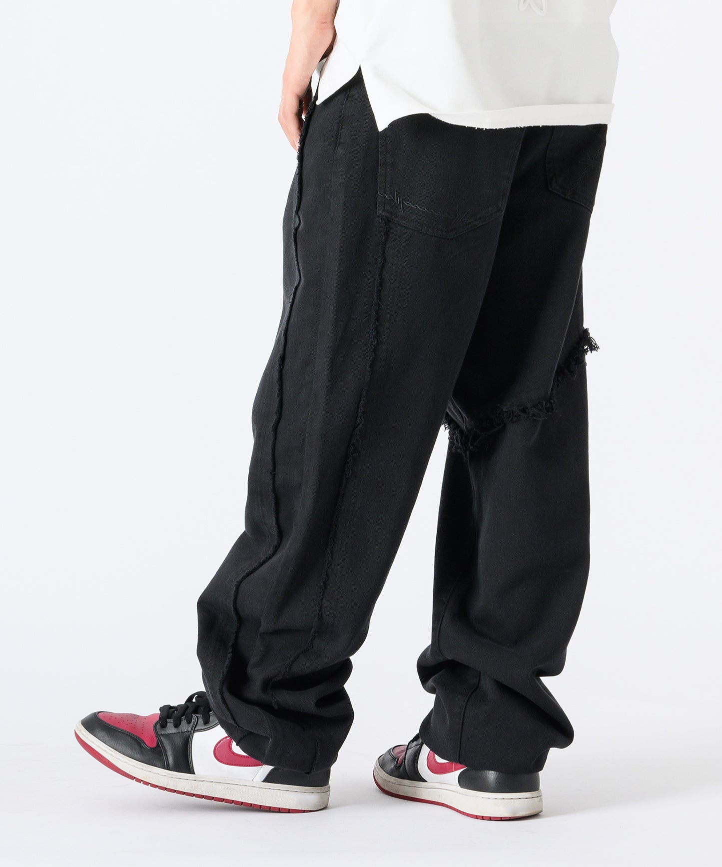 フリンジ切り替えワイドパンツ