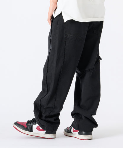 フリンジ切り替えワイドパンツ