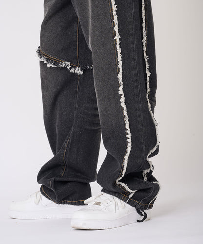 フリンジ切り替えワイドパンツ