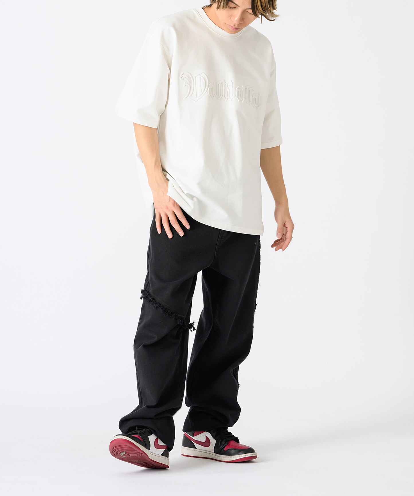 フリンジ切り替えワイドパンツ