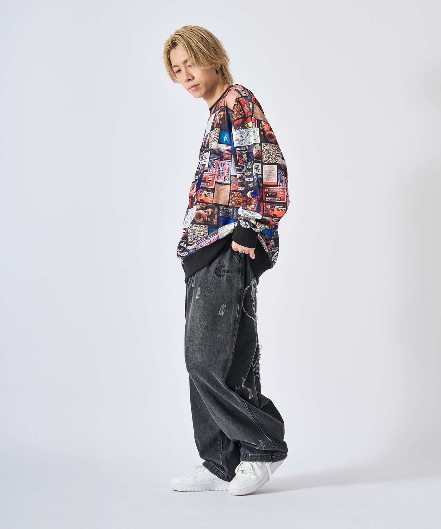 総柄ワイドトレーナー