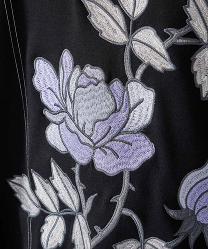 花柄刺繍ワイドトレーナー