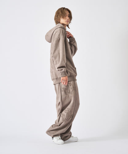 スエードエンボスワイドパンツ
