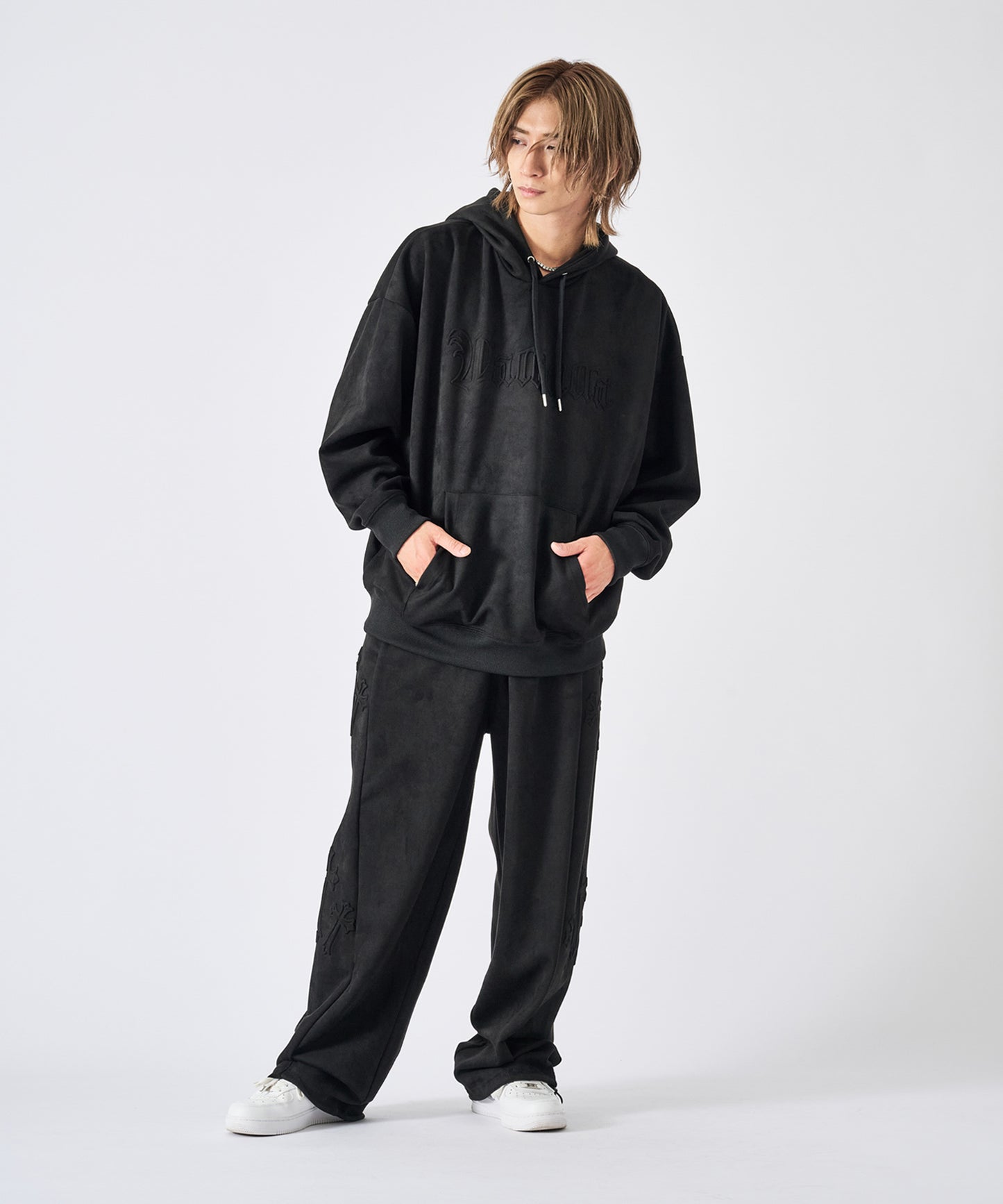 スエードエンボスワイドパンツ