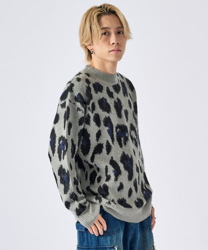 モヘアタッチレオパードニット