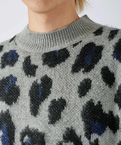 モヘアタッチレオパードニット