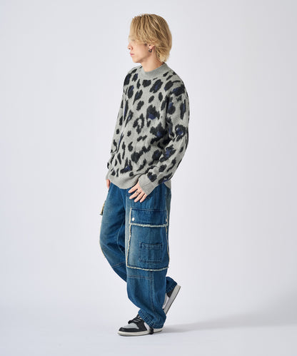 モヘアタッチレオパードニット