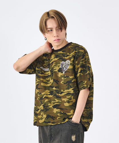 ハートサガラ刺繍半袖Tee