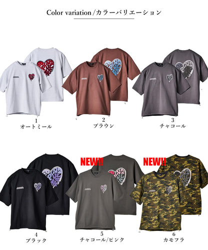 ハートサガラ刺繍半袖Tee