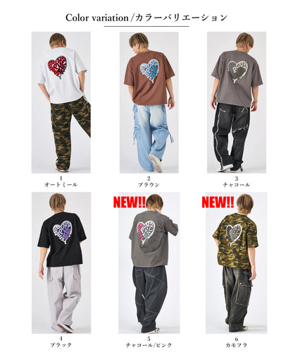 ハートサガラ刺繍半袖Tee