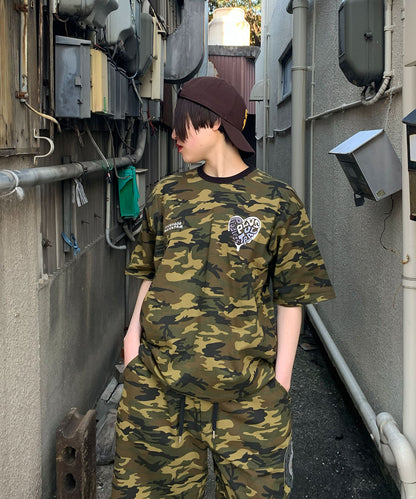 ハートサガラ刺繍半袖Tee