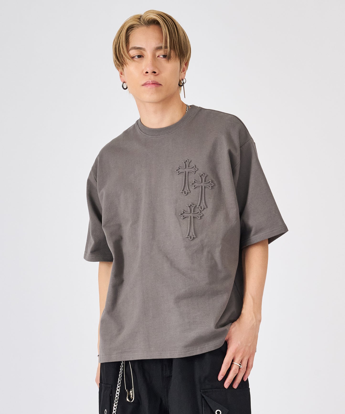 クロスエンボス半袖Tee