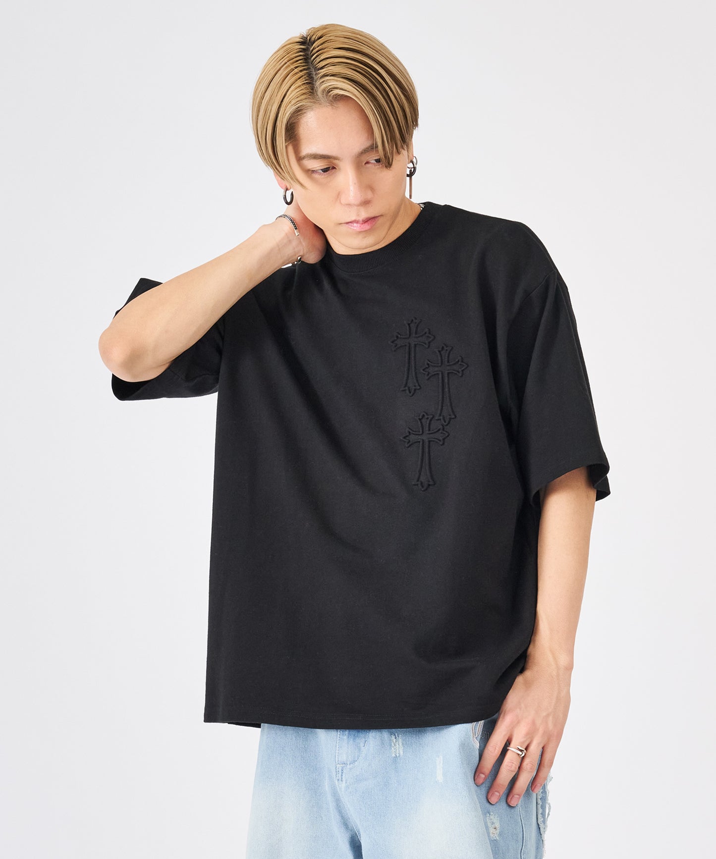 クロスエンボス半袖Tee