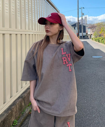 スエード　サガラ刺繍半袖Tee
