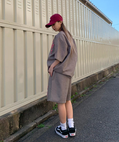 スエード　サガラ刺繍半袖Tee