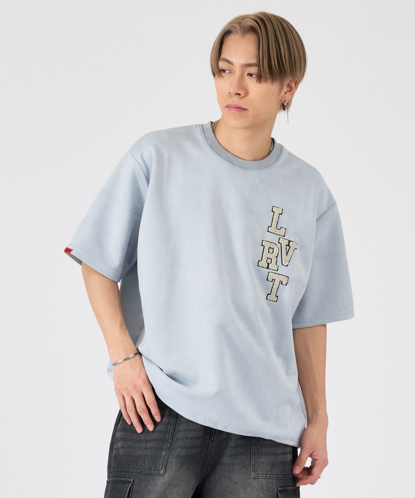スエード　サガラ刺繍半袖Tee