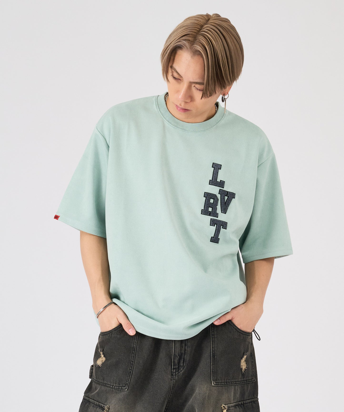 スエード　サガラ刺繍半袖Tee