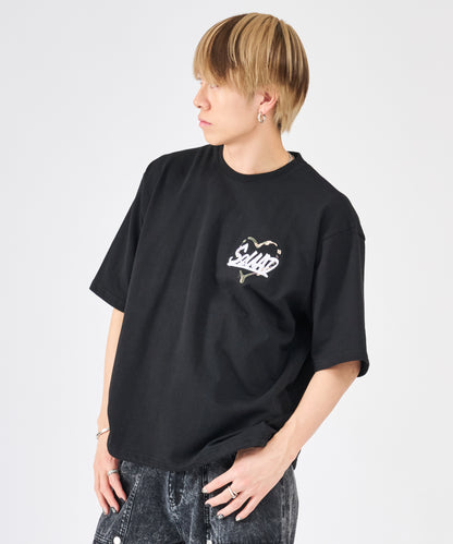 ハートサガラ刺繍半袖Tee