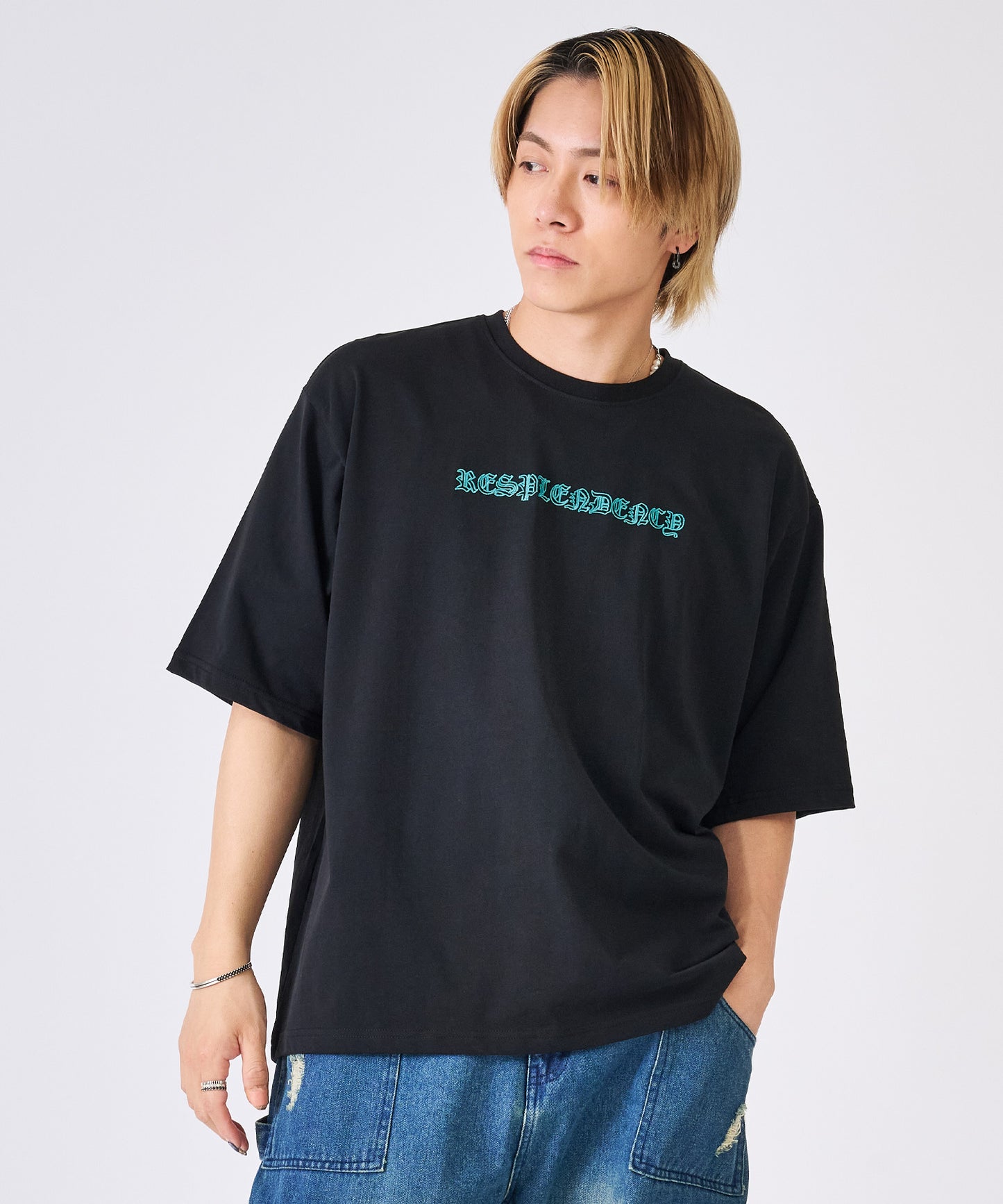 発泡プリントクロス半袖Tee