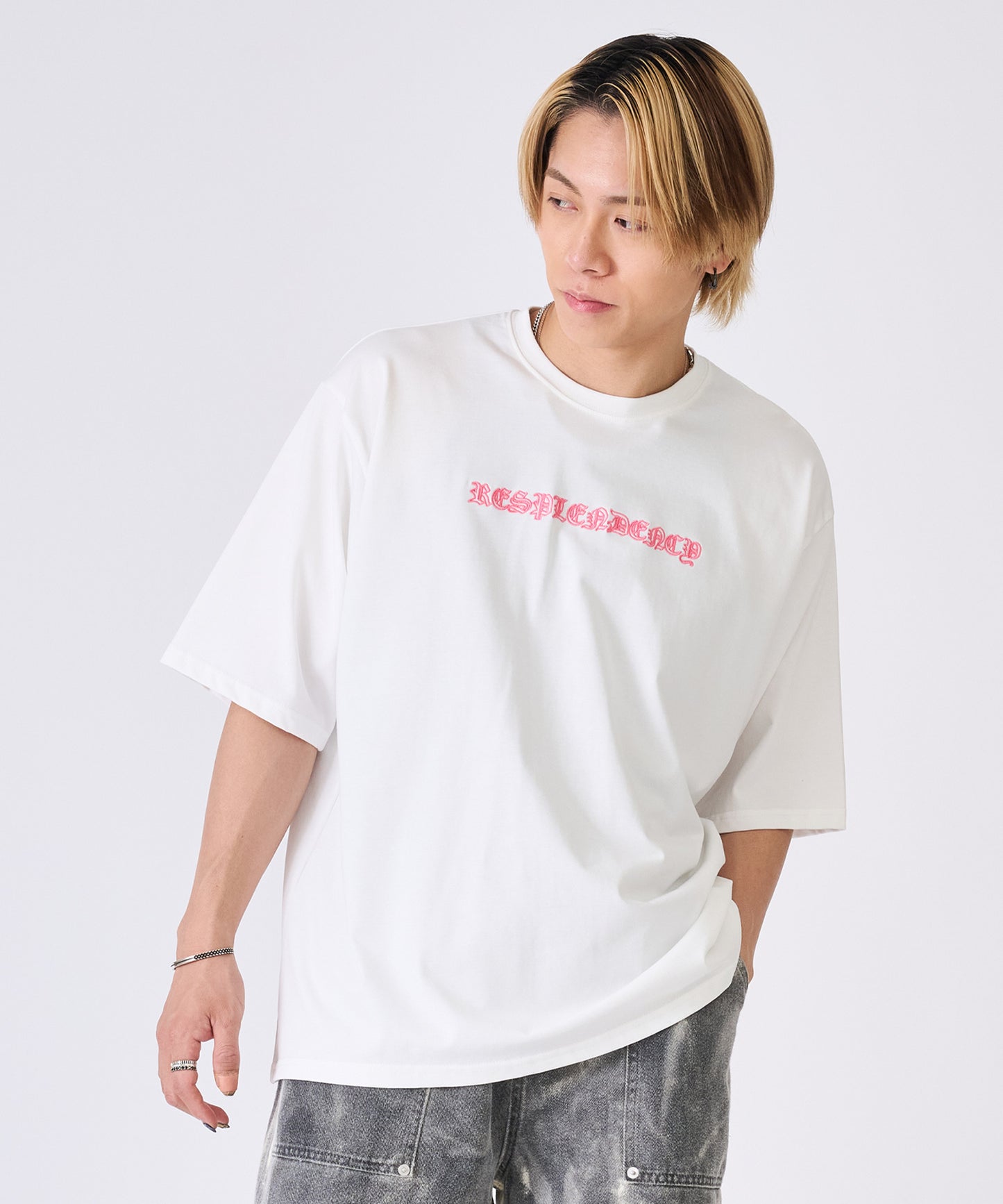 発泡プリントクロス半袖Tee