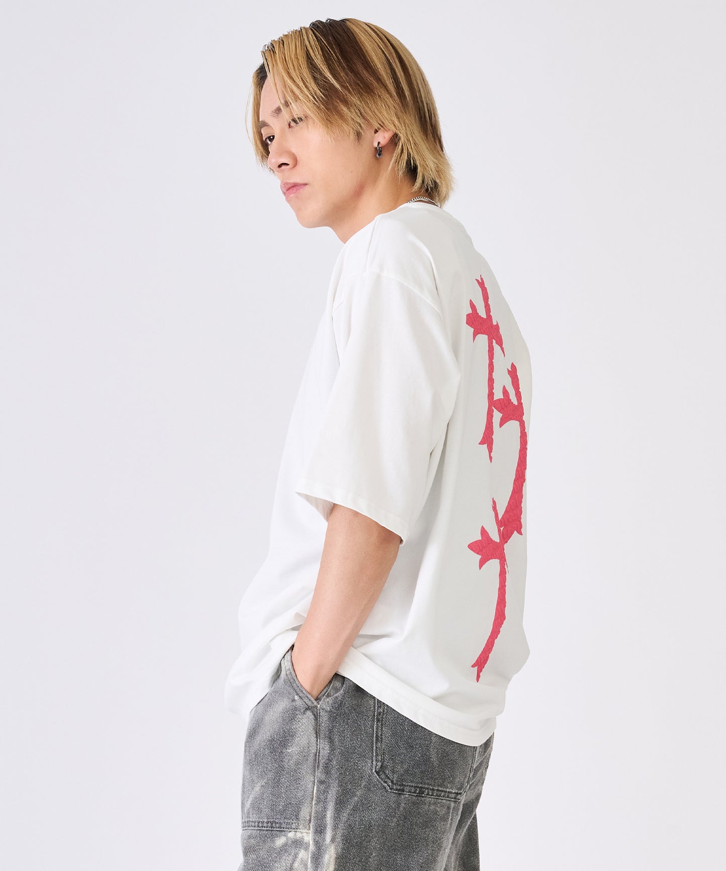 発泡プリントクロス半袖Tee