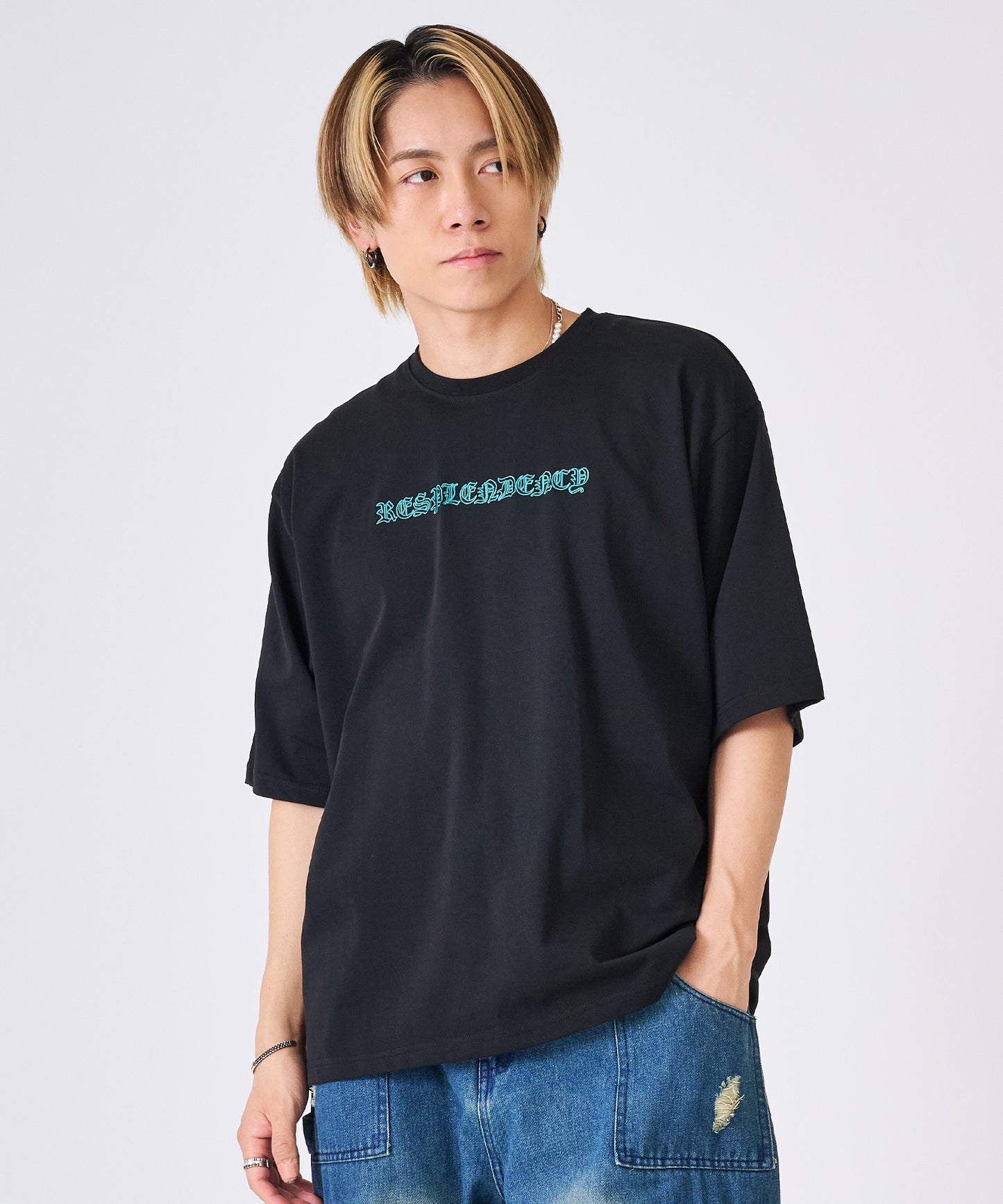発泡プリントクロス半袖Tee
