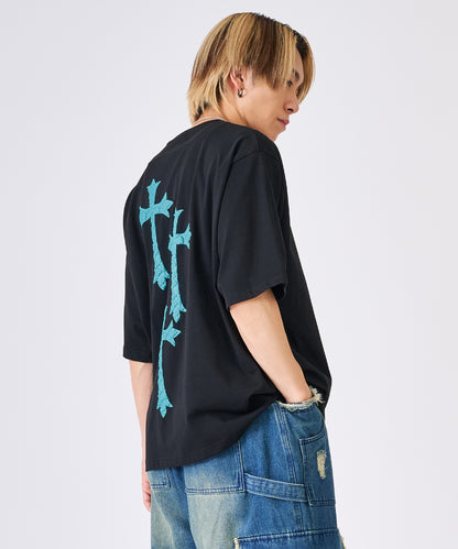 発泡プリントクロス半袖Tee