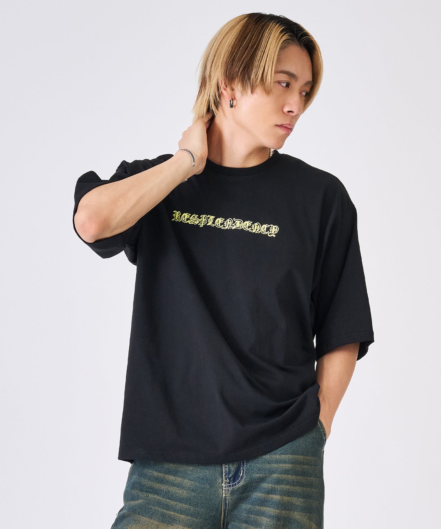 発泡プリントクロス半袖Tee