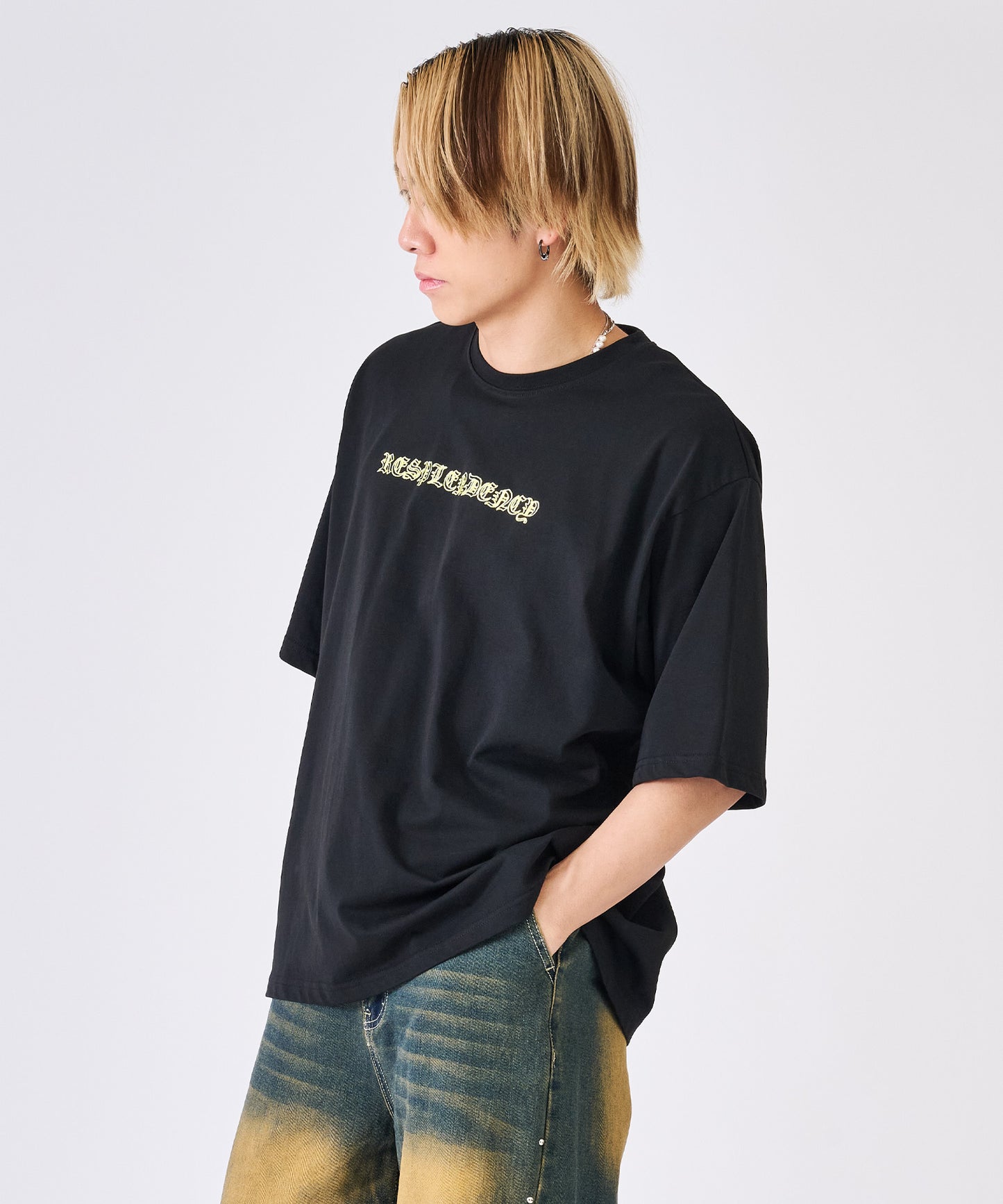 発泡プリントクロス半袖Tee