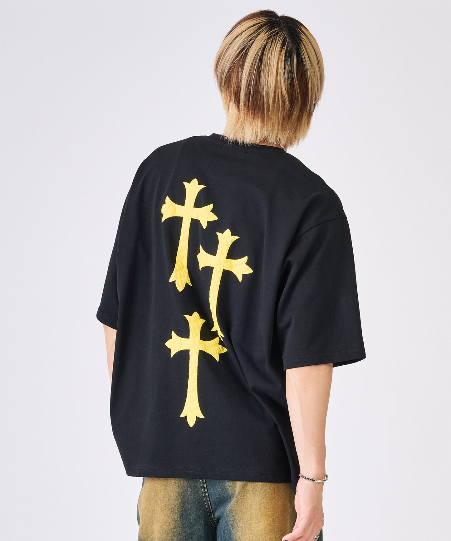 発泡プリントクロス半袖Tee